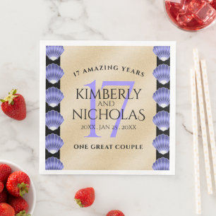 Elegant 17th Shells Wedding Anniversary Napkin