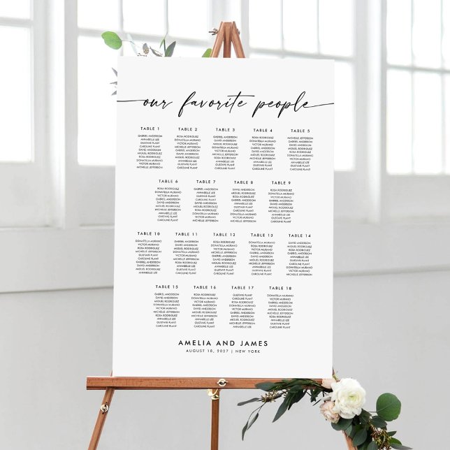 Elegant 18 Tables Favourite People Seating Chart (Creator Uploaded)