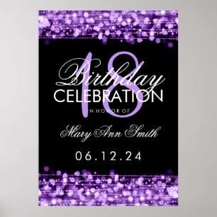 Elegant 18th Birthday Party Sparkles Purple Poster