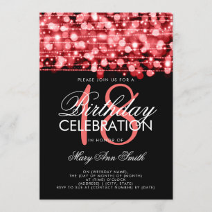 Elegant 18th Birthday Party Sparkles Red Invitation