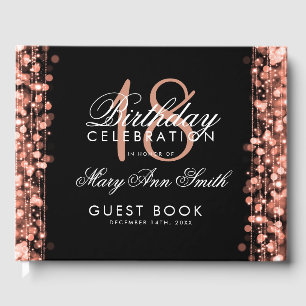 Elegant 18th Birthday Party Sparkles Rose Gold Guest Book