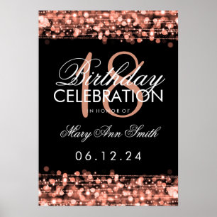 Elegant 18th Birthday Party Sparkles Rose Gold Poster