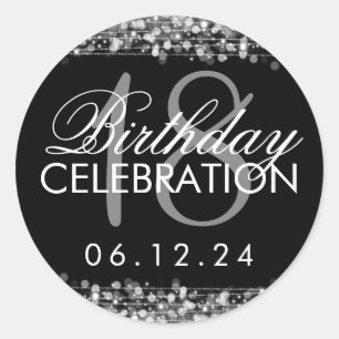 Elegant 18th Birthday Party Sparkles Silver Classic Round Sticker