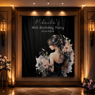 Elegant 18th Birthday Photo Booth Backdrop  Tapestry
