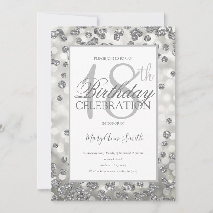 Elegant 18th Birthday Silver Glitter Lights Invitation | Zazzle.ca