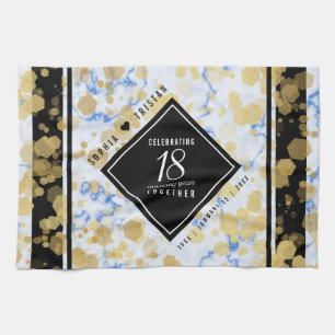 Elegant 18th Porcelain Anniversary Kitchen Towel