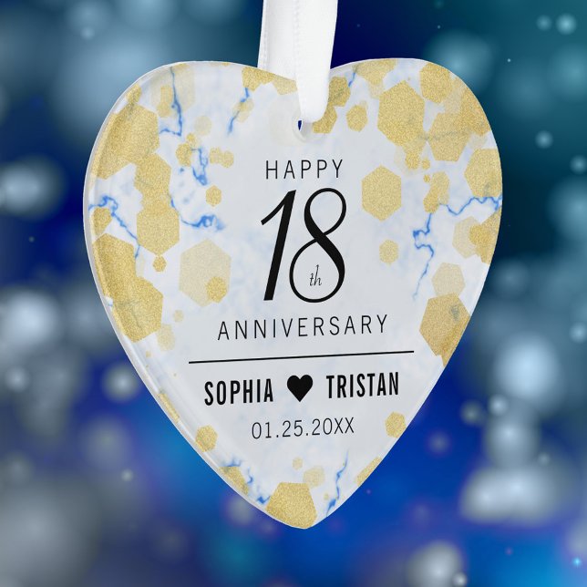 Elegant 18th Porcelain Wedding Anniversary Acrylic Ornament (Elegant 18th Porcelain Wedding Anniversary Acrylic Ornament Cover Photo.)