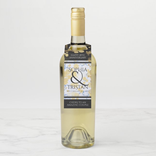 Elegant 18th Porcelain Wedding Anniversary Bottle Tag (On Bottle)