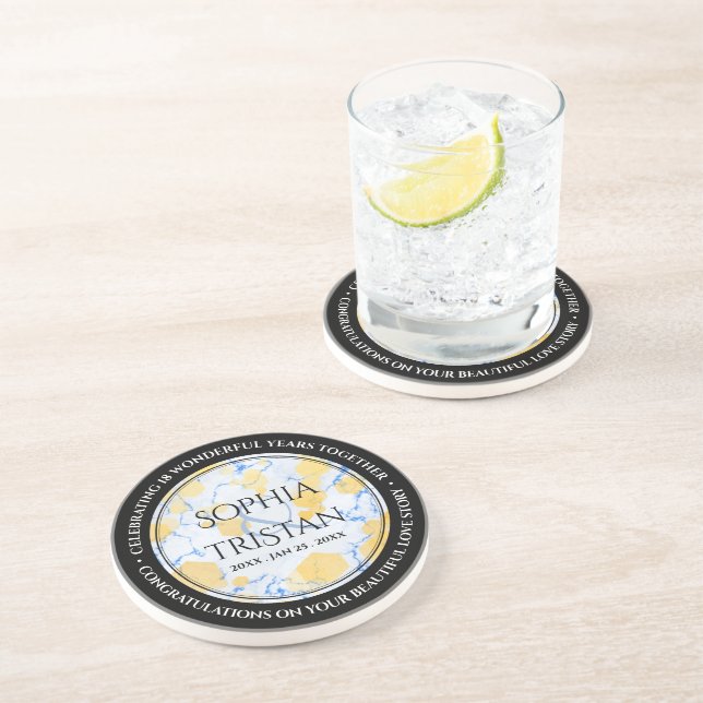 Elegant 18th Porcelain Wedding Anniversary Coaster (Side)