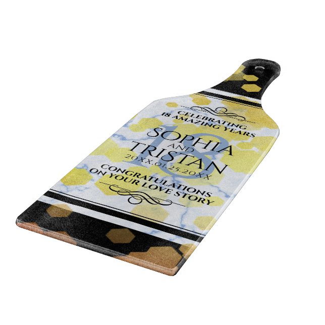 Elegant 18th Porcelain Wedding Anniversary Cutting Board (Corner)