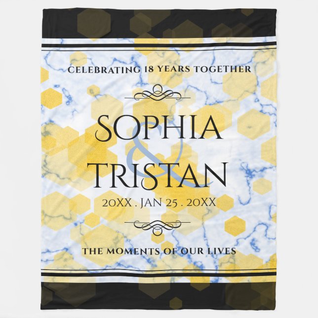 Elegant 18th Porcelain Wedding Anniversary Fleece Blanket (Front)