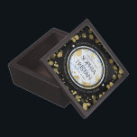 Elegant 18th Porcelain Wedding Anniversary Gift Box<br><div class="desc">Celebrate the 18th wedding anniversary with this commemorative keepsake box! Elegant black and white serif lettering with gold-dusted hexagonal confetti on white, porcelain blue marbled, and black backgrounds add a memorable touch for this special occasion and milestone. Customize with the happy couple's names, years of marriage, and congratulatory messages for...</div>