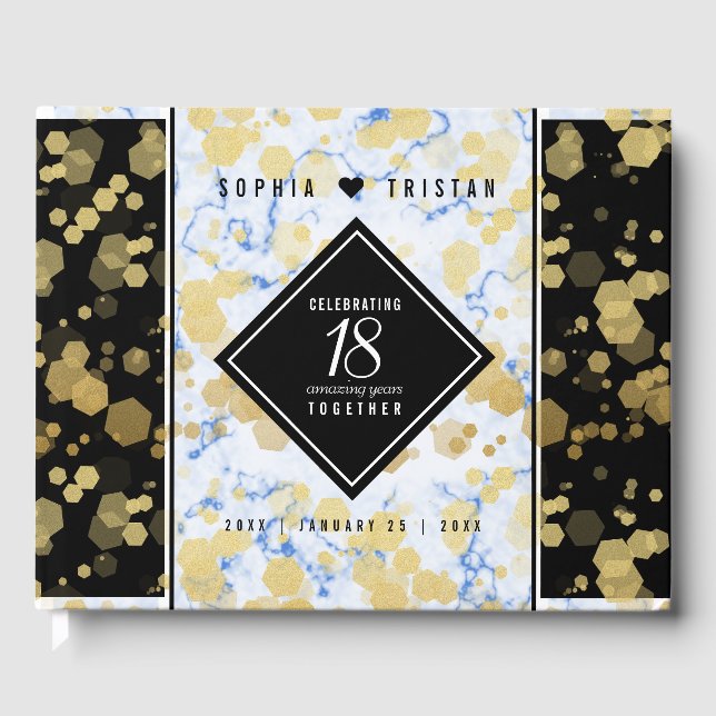 Elegant 18th Porcelain Wedding Anniversary Guest Book (Front)