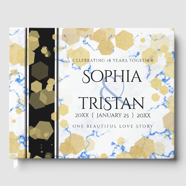 Elegant 18th Porcelain Wedding Anniversary Guest Book (Front)