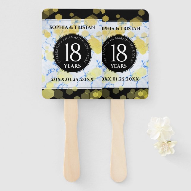 Elegant 18th Porcelain Wedding Anniversary Hand Fan (Front and Back)