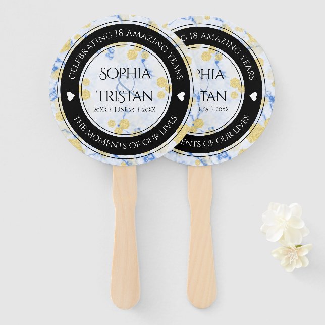 Elegant 18th Porcelain Wedding Anniversary Hand Fan (Front and Back)