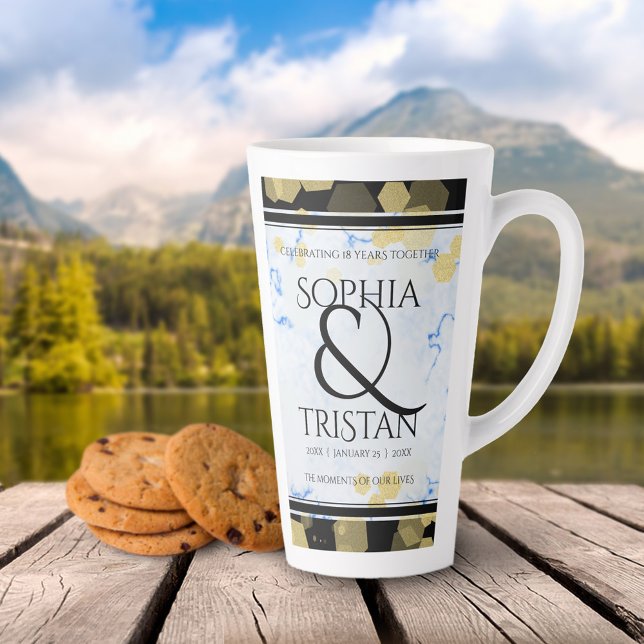 Elegant 18th Porcelain Wedding Anniversary Latte Mug (Creator Uploaded)
