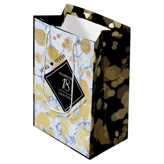 Elegant 18th Porcelain Wedding Anniversary Medium Gift Bag (Front Angled)