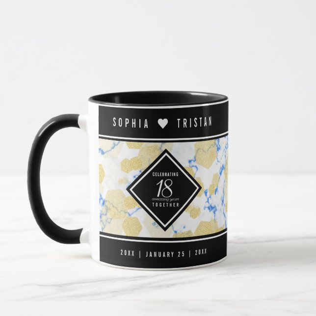 Elegant 18th Porcelain Wedding Anniversary Mug (Left)