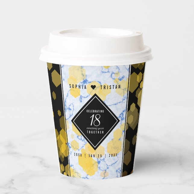 Elegant 18th Porcelain Wedding Anniversary Paper Cups (Front)