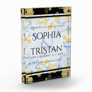 Elegant 18th Porcelain Wedding Anniversary Photo Block