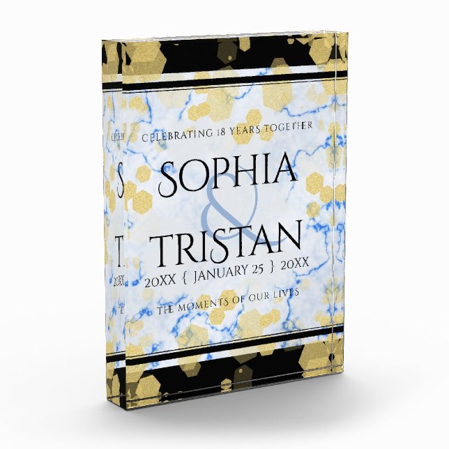 Elegant 18th Porcelain Wedding Anniversary Photo Block (Left)