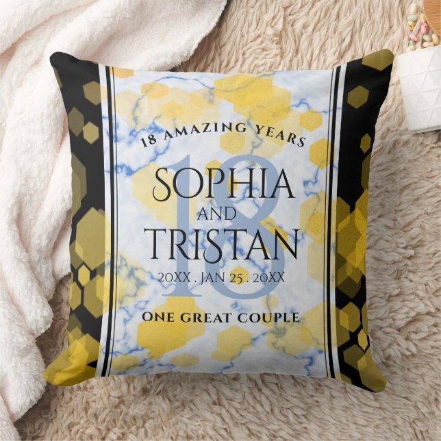 Elegant 18th Porcelain Wedding Anniversary Throw Pillow (Blanket)