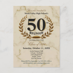 Elegant 1976 50th High School Class Reunion Marble Postcard