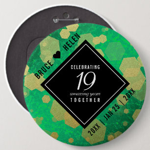 Elegant 19th Jade Wedding Anniversary Celebration 6 Inch Round Button