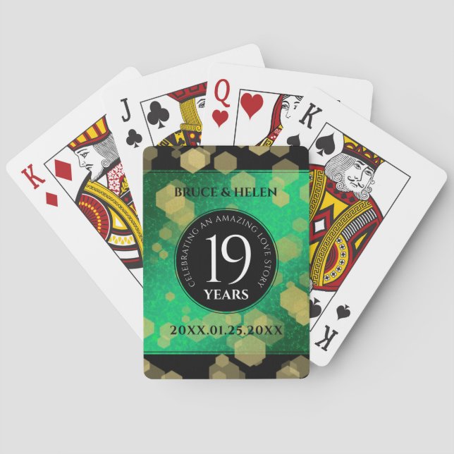 Elegant 19th Jade Wedding Anniversary Celebration Playing Cards (Back)