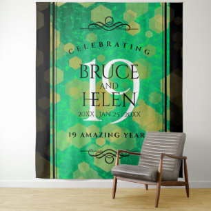 Elegant 19th Jade Wedding Anniversary Celebration Tapestry