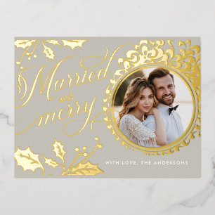 Elegant 1 Photo Foil Holiday Post Card