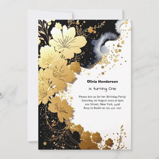 Elegant 1st Birthday Invitation (Front)