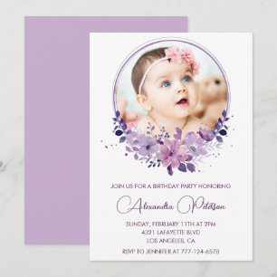 Elegant 1st birthday invitation Photo Elegant