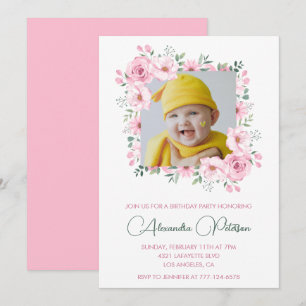 Elegant 1st birthday invitations Photo Boho