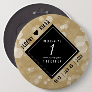 Elegant 1st Paper Wedding Anniversary Celebration 6 Inch Round Button