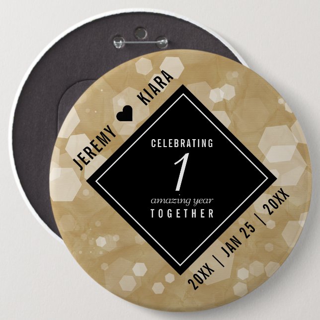 Elegant 1st Paper Wedding Anniversary Celebration 6 Inch Round Button (Front & Back)