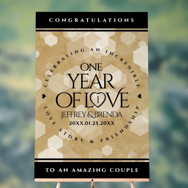 Elegant 1st Paper Wedding Anniversary Celebration Acrylic Sign (Neutral)