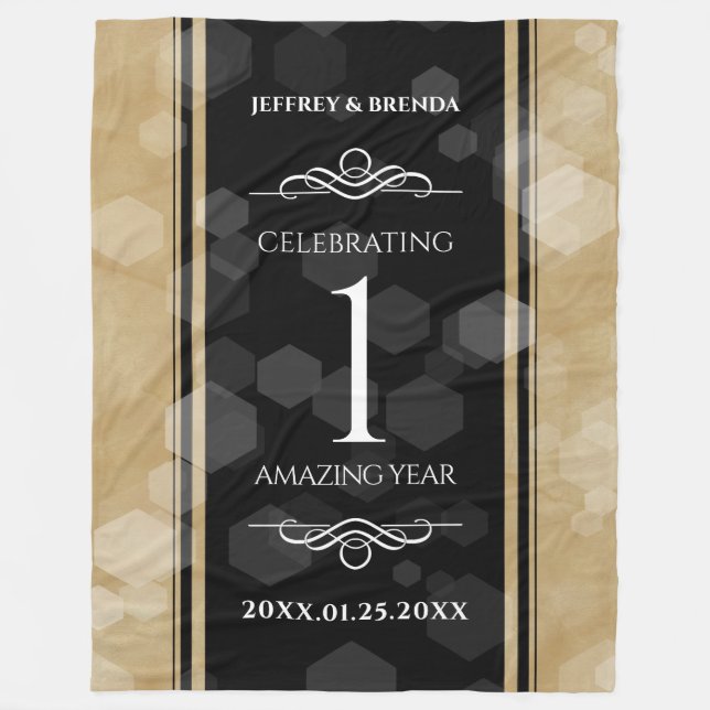 Elegant 1st Paper Wedding Anniversary Celebration Fleece Blanket (Front)
