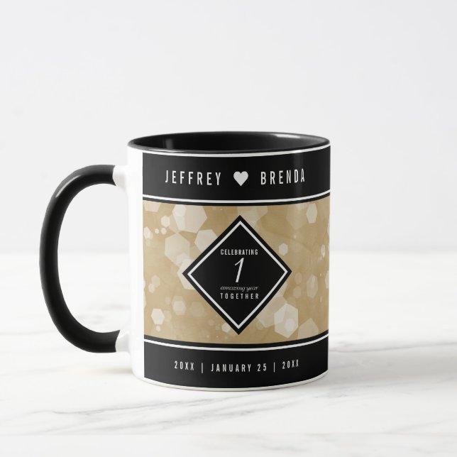 Elegant 1st Paper Wedding Anniversary Celebration Mug (Left)