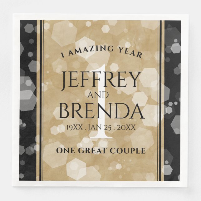 Elegant 1st Paper Wedding Anniversary Celebration Napkin (Front)