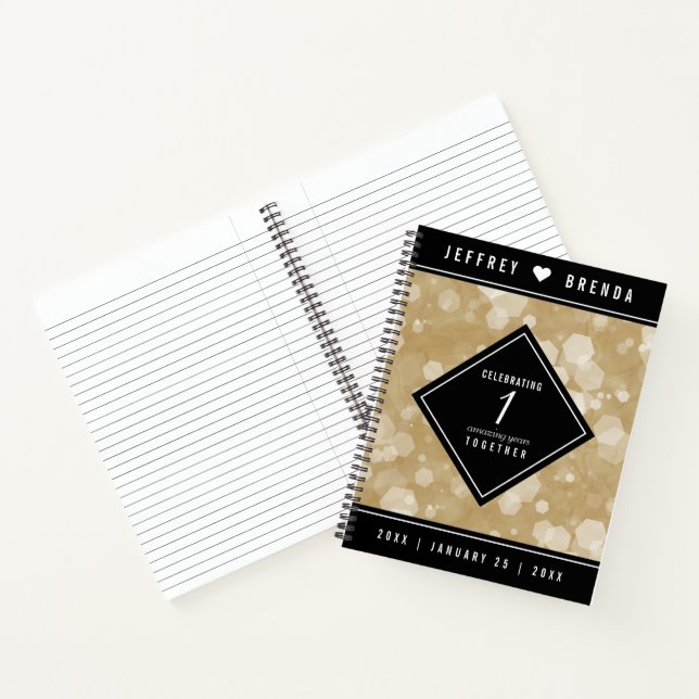 Elegant 1st Paper Wedding Anniversary Celebration Notebook (Inside)