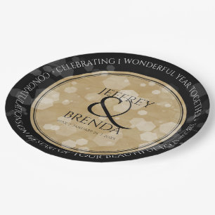 Elegant 1st Paper Wedding Anniversary Celebration Paper Plate
