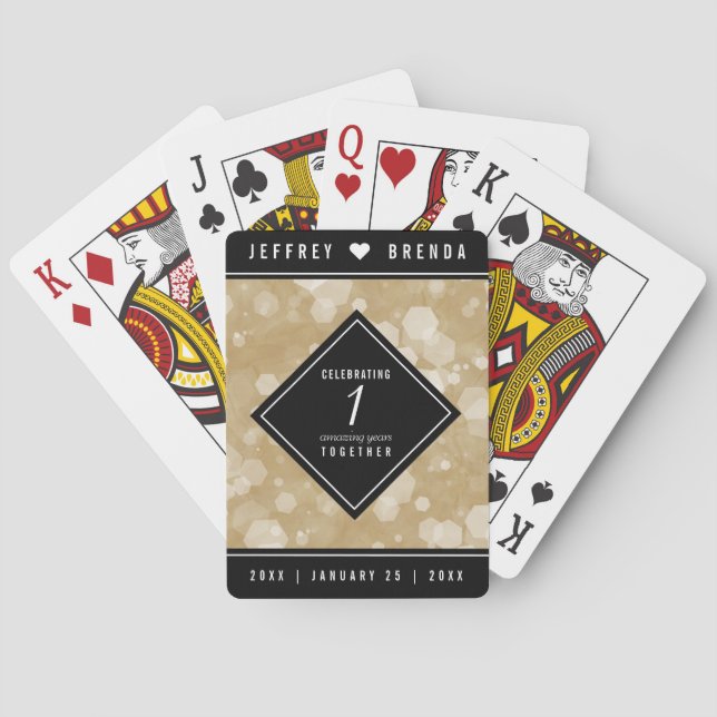 Elegant 1st Paper Wedding Anniversary Celebration Playing Cards (Back)