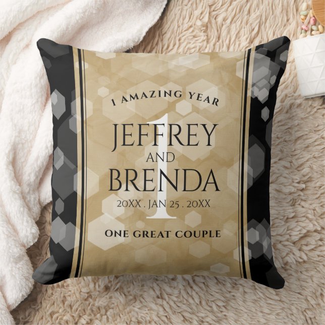 Elegant 1st Paper Wedding Anniversary Celebration Throw Pillow (Blanket)