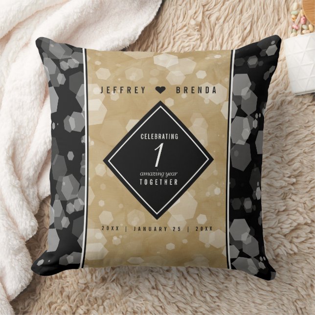 Elegant 1st Paper Wedding Anniversary Celebration Throw Pillow (Blanket)