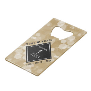 Elegant 1st Paper Wedding Anniversary Credit Card Bottle Opener