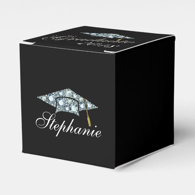 Elegant 2018 Diamond Graduation Cap Favor Box (Front Side)