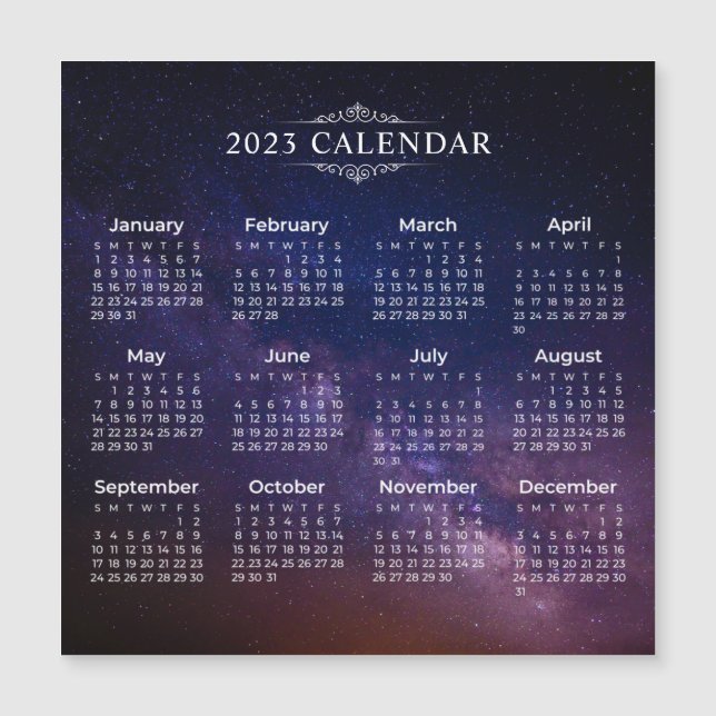 Elegant 2023 Calendar on Milky Way | Magnetic Card (Front)
