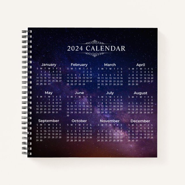 Elegant 2024 Calendar on Milky Way | Notebook (Front)